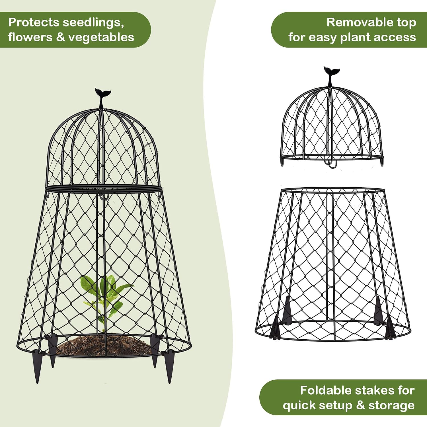 6 Packs Garden Cloches for Plants, Plant Protectors from Animals, Chicken Wire Cloche, Plant Cloche and Cage