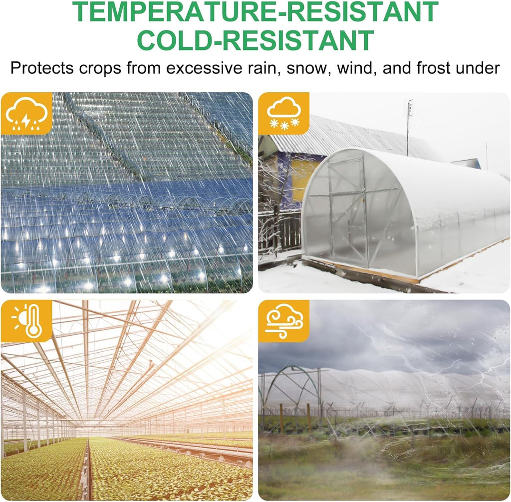 Farm Clear Greenhouse Plastic Film Sheeting Cover, 25ft by 26ft, 6 mil UV Resistant Polyethylene Film, Hoop House