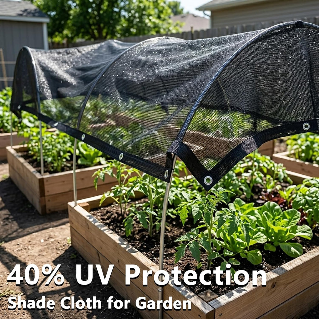 40% Garden Shade Cloth for Plants,10x20FT Sun Shade Protection | Heavy Duty Black UV-Resistant Shade Cloth with