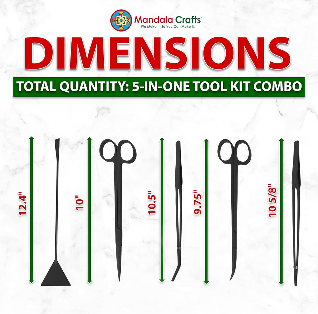 Mandala Crafts Black 12 Inch Aquascaping Tool Kit for Aquarium Terrariums | Rust Resistant Stainless Steel Spatula