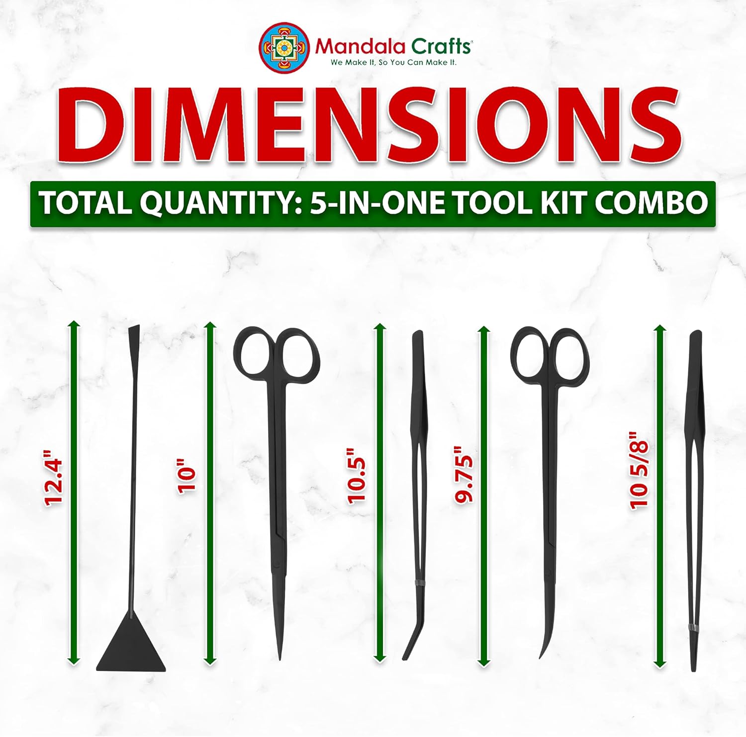 Mandala Crafts Black 12 Inch Aquascaping Tool Kit for Aquarium Terrariums | Rust Resistant Stainless Steel Spatula