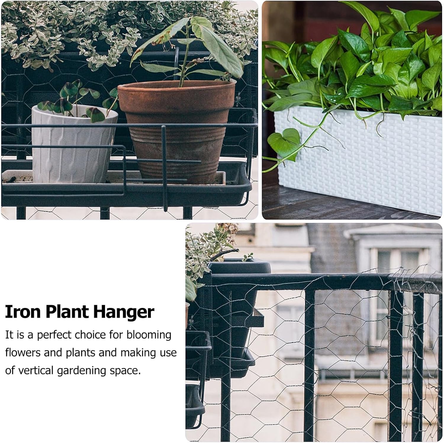Kisangel Flower Pot Bracket Wall Planter Hook for Balcony Railing Adjustable Plant Hooks for Deck Boards Outdoor