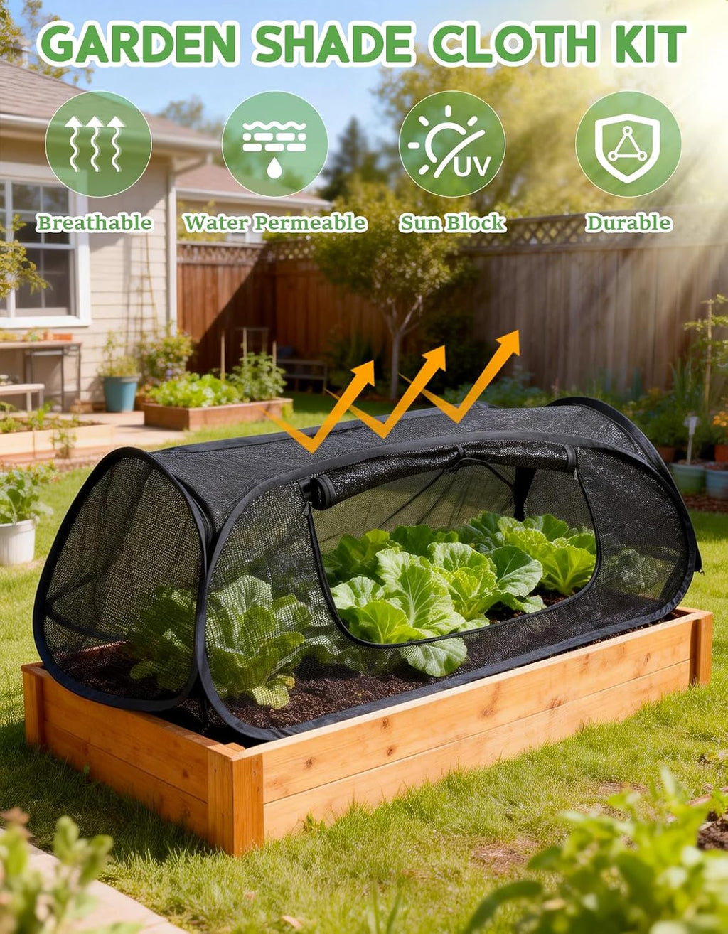 45"×20"×18"Pop Up Plant Shade Tent,Foldable UV Resistant Sun Shade Cloth,Raised Bed Shade Cover with Labels &