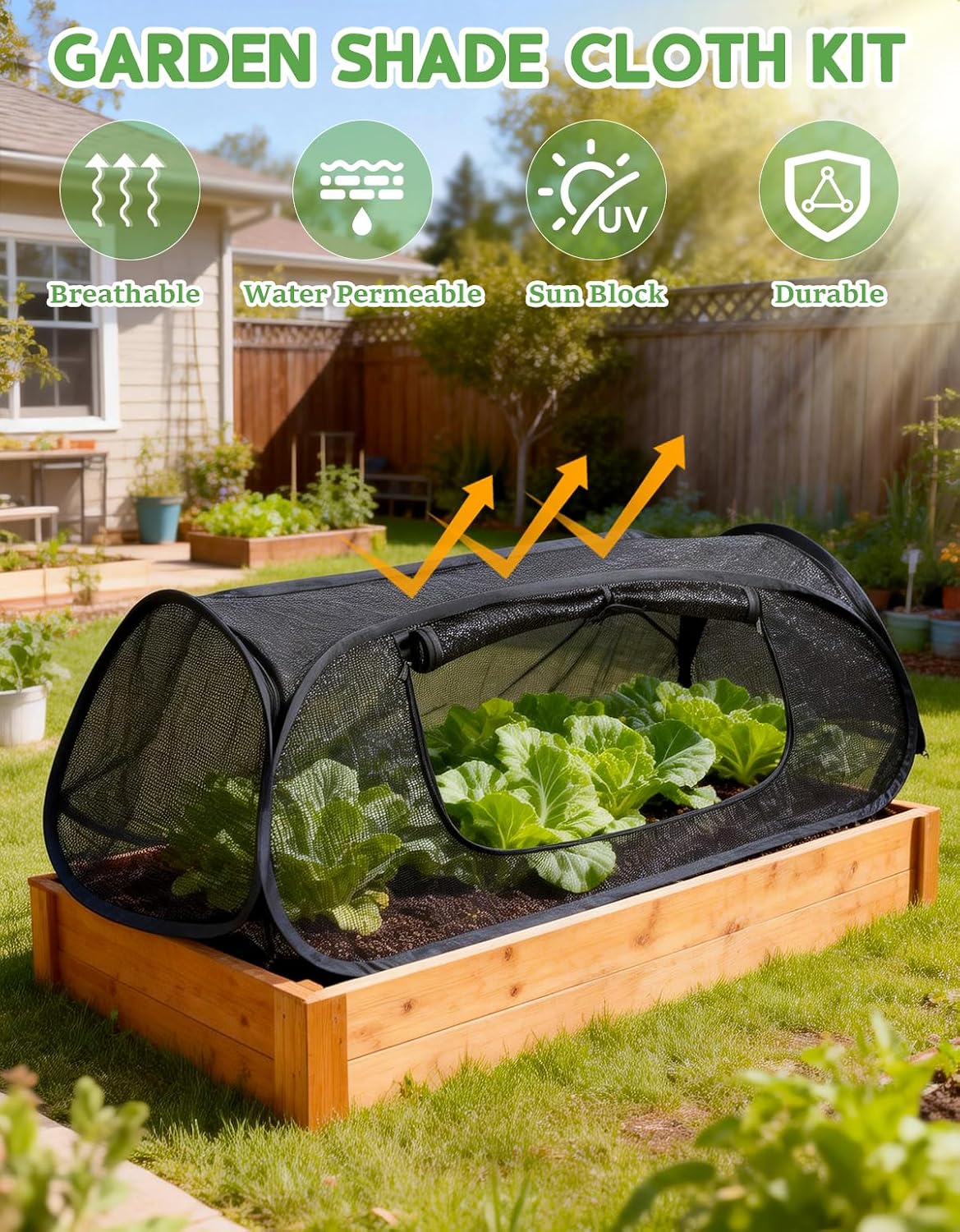 45"×20"×18"Pop Up Plant Shade Tent,Foldable UV Resistant Sun Shade Cloth,Raised Bed Shade Cover with Labels &