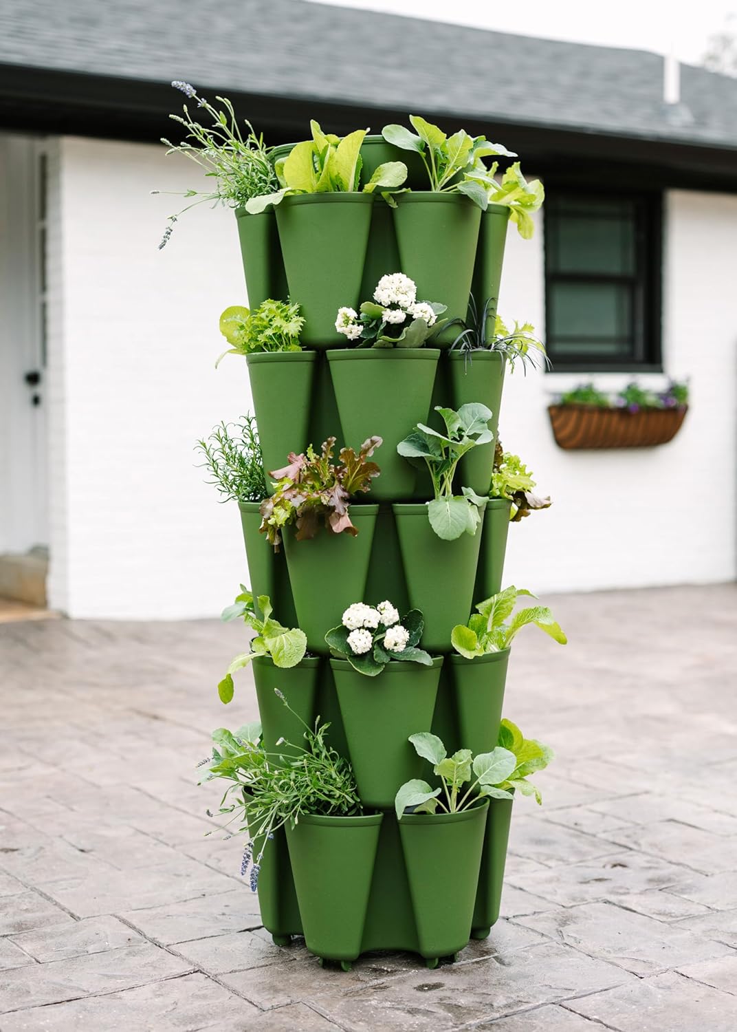 Patented Large 5 Tier Vertical Garden Planter with Patented Internal Watering System Great for Growing a Variety of