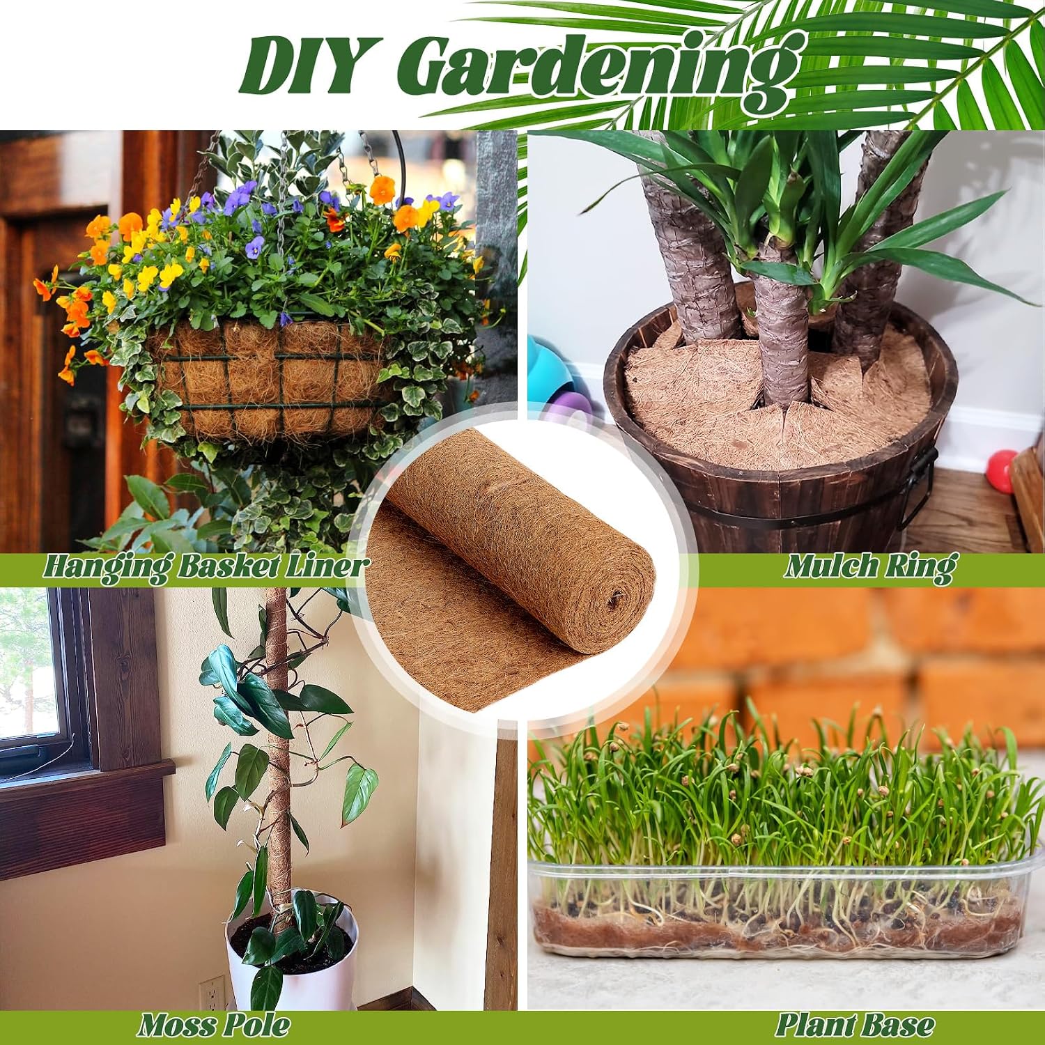 2 Rolls Coconut Fiber Liners for Planters 16x118 Natural Coco Coir Roll | Coco Fiber Pad for Hanging Flower Planters