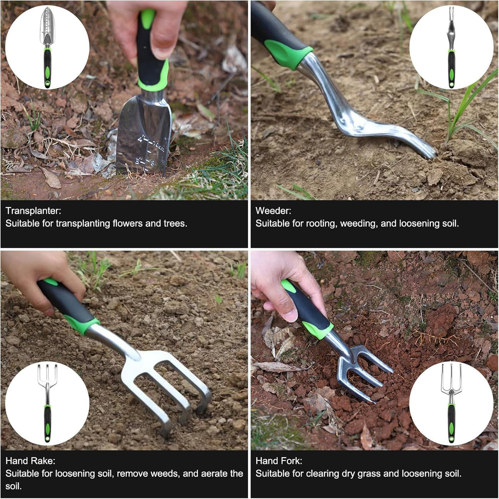 Gardening Supplies, Garden Tool Set, 19 Pcs Stainless Steel Garden Tool Kit with Bag, Ideal Gardening Gifts for Women