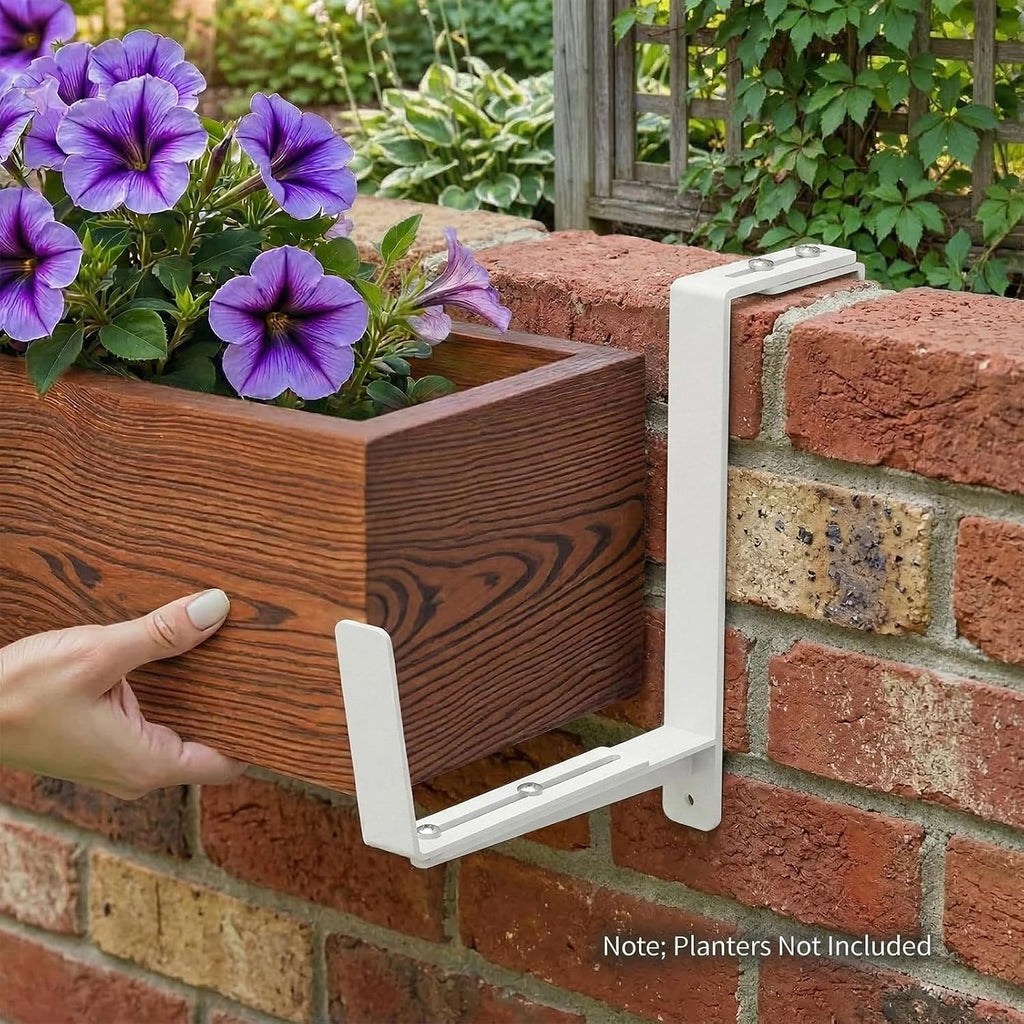 Window Box Brackets, Adjustable Planter Box Brackets, Heavy Duty Iron Flower Box Brackets for Railings, with Enhanced