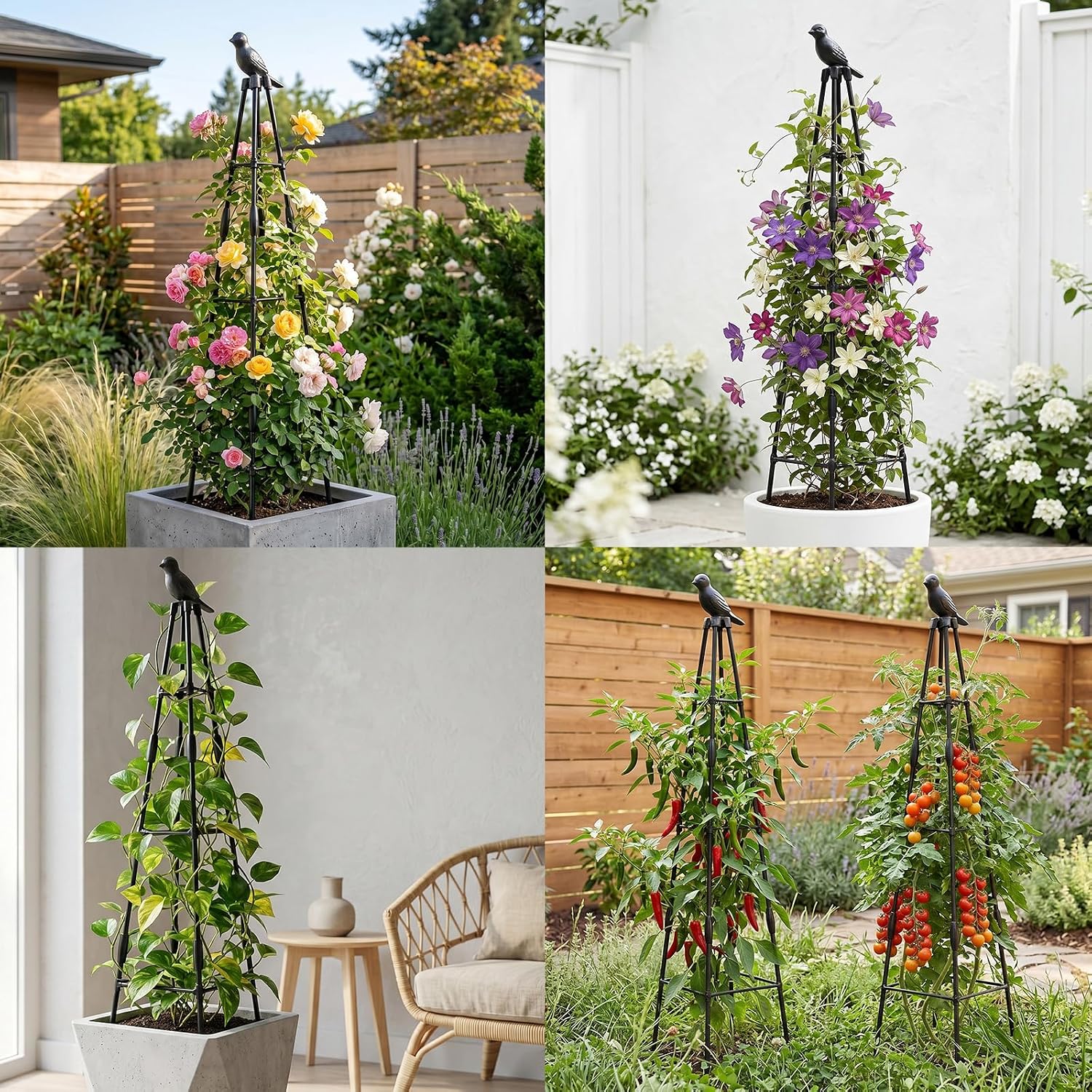 2 Pack Cucumber Trellis, 4FT Cucumber Trellis for Raised Bed, Garden Obelisk Trellis for Climbing Plants Outdoor