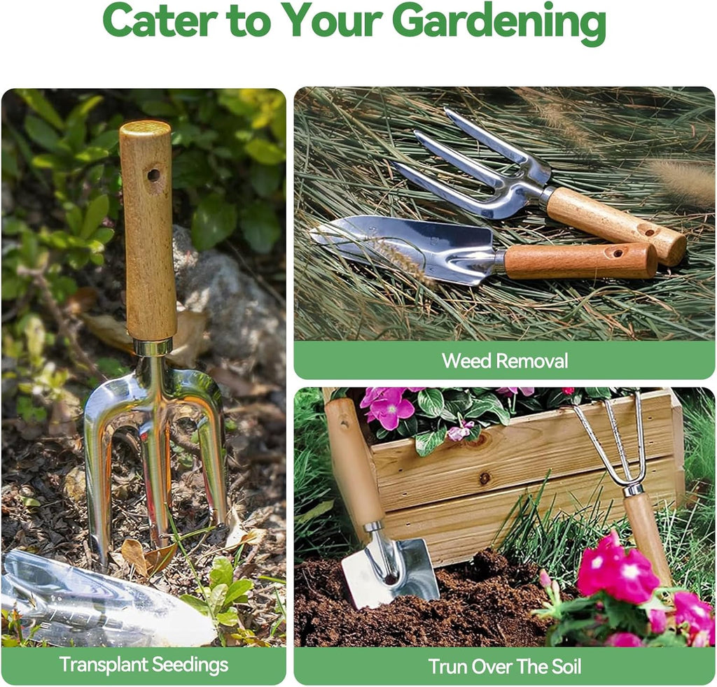 Heavy Duty Gardening Tools with Handbag, Gardening Gifts for Women | Rust-Resistant Steel Garden Tool Sets for Women