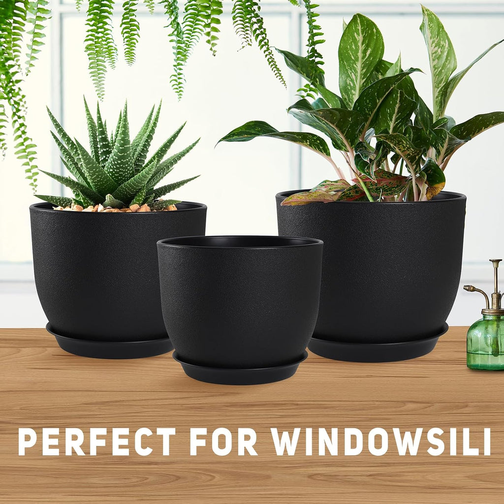 YNNICO Plant Pots 10/9/8/7.5/7 inch Set of 5,Flower Pots with Multi Mesh Drainage Holes, Large Planters for Indoor