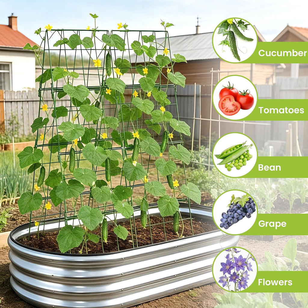 2 Pack Heavy Duty Adjustable A-Frame Trellis for Climbing Plants,48"x16", Rust-Proof Metal Garden Trellis with Dense