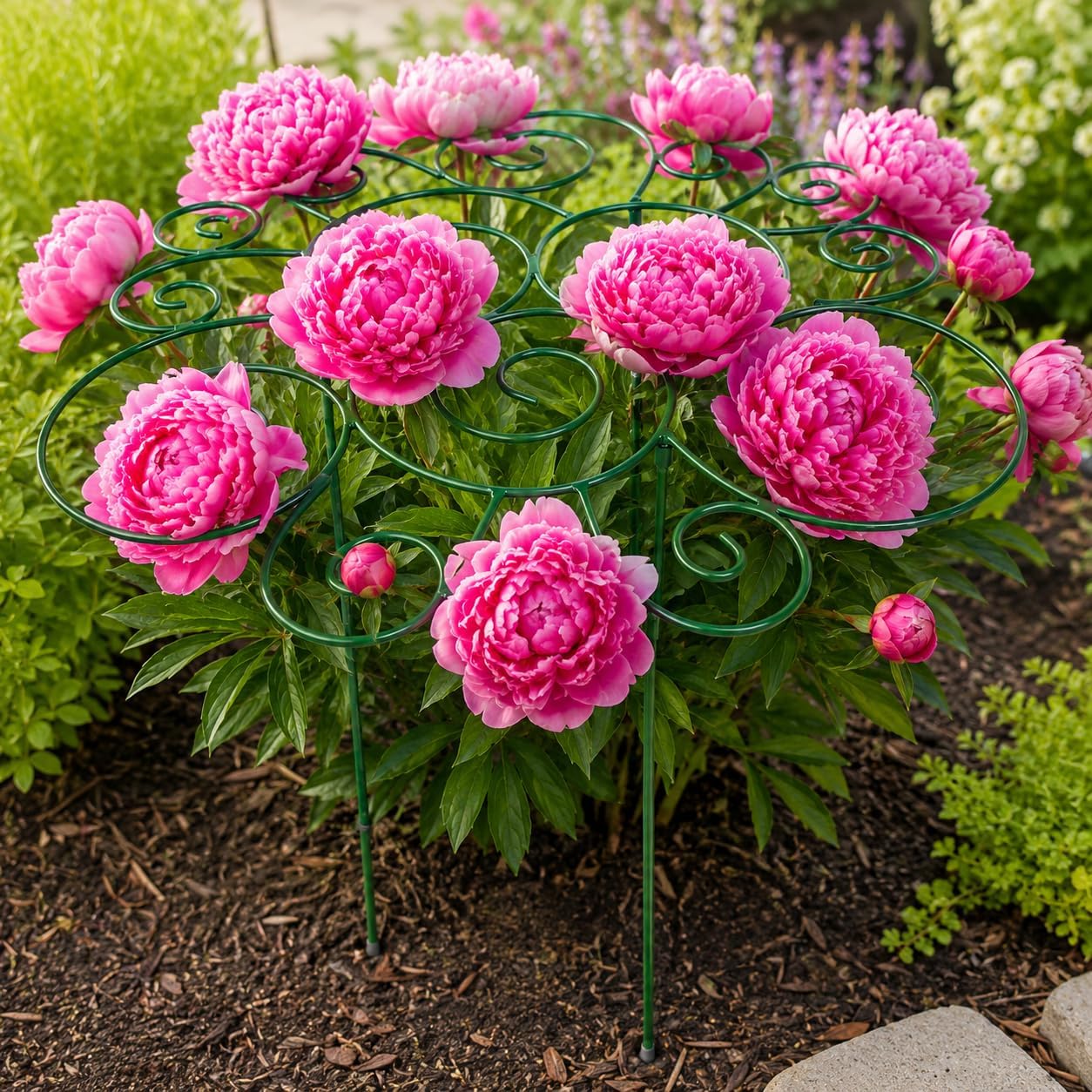 Peony Cage Stand, Garden Plant Support Stake, Peony Ring