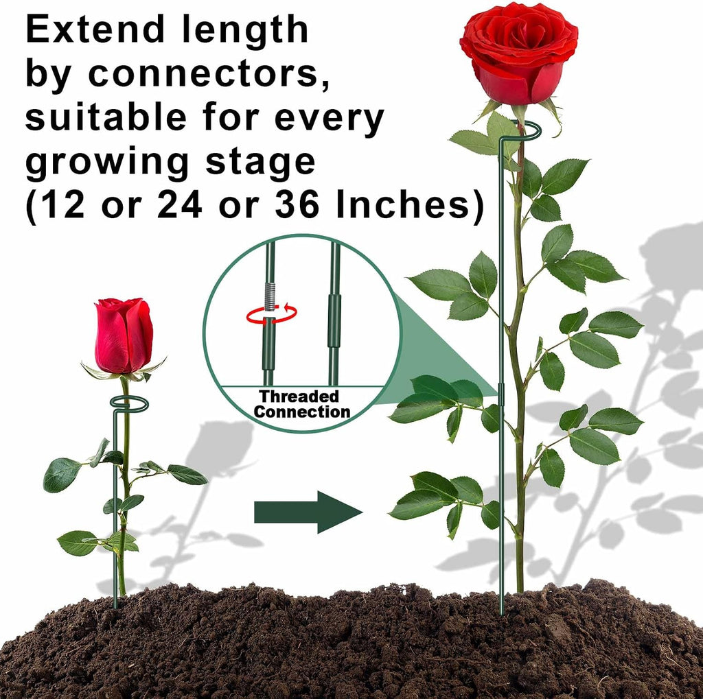 36 Inch Plant Sticks Support Tall Three Sizes (12 or 24 or 36 Inch), 8 Pcs 4.5mm Adjustable Outdoor and Indoor Plant