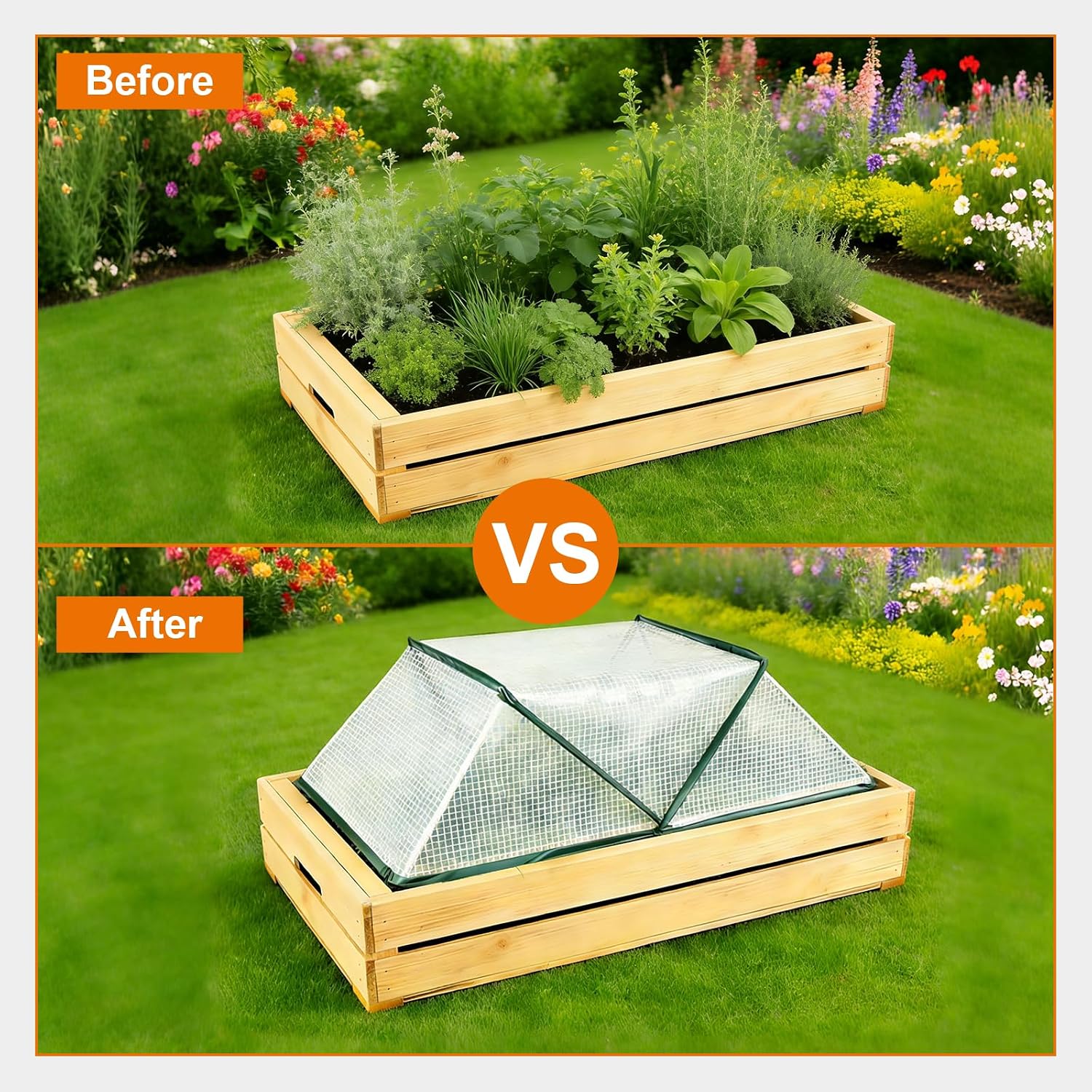 2 Pcs Foldable Garden Row Accelerator Plants Cover-31.9" x 12.2" x 14.1" | Raised Beds Plant Protector, Plant Protector