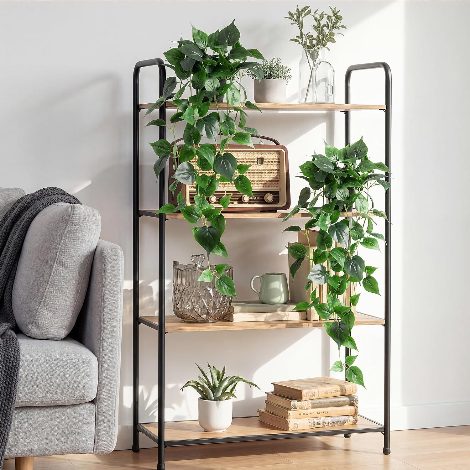 Fake Hanging Plants with Pots - Realistic Artificial Plant for Indoor Outdoor, 33In Silk Fake Potted Plants, 2PC Faux