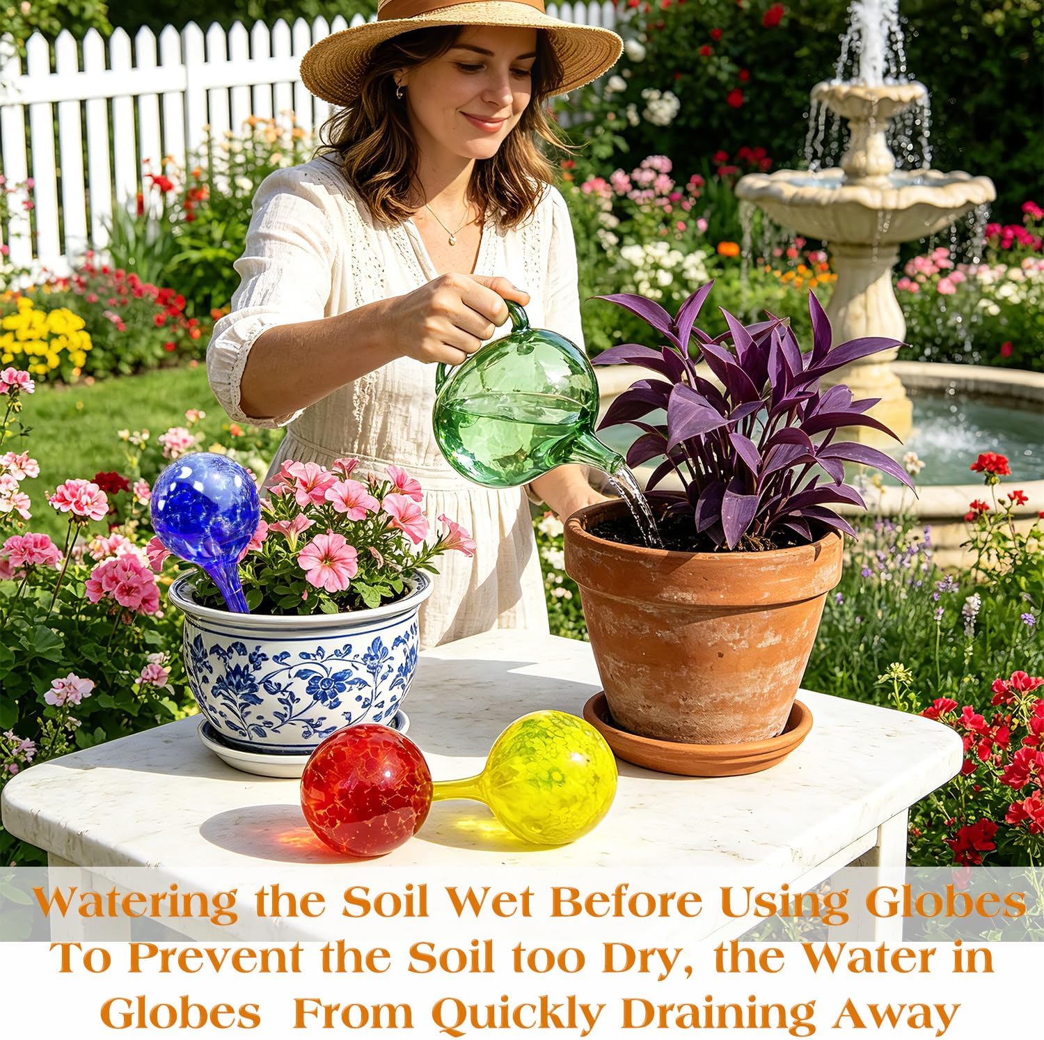 Self Watering Globes for Plant, Large Glass Outdoor Plant Watering Devices | Plant Self Watering Bulb for Vacation
