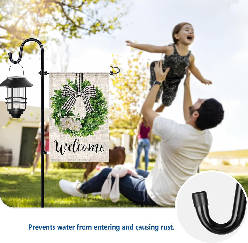 Ottsuls Garden Flag Stand, 2 Pack Heavy Duty Flag Pole Holder with Shepherd Hook for Yard Decoration, 45 INCH Sturdy