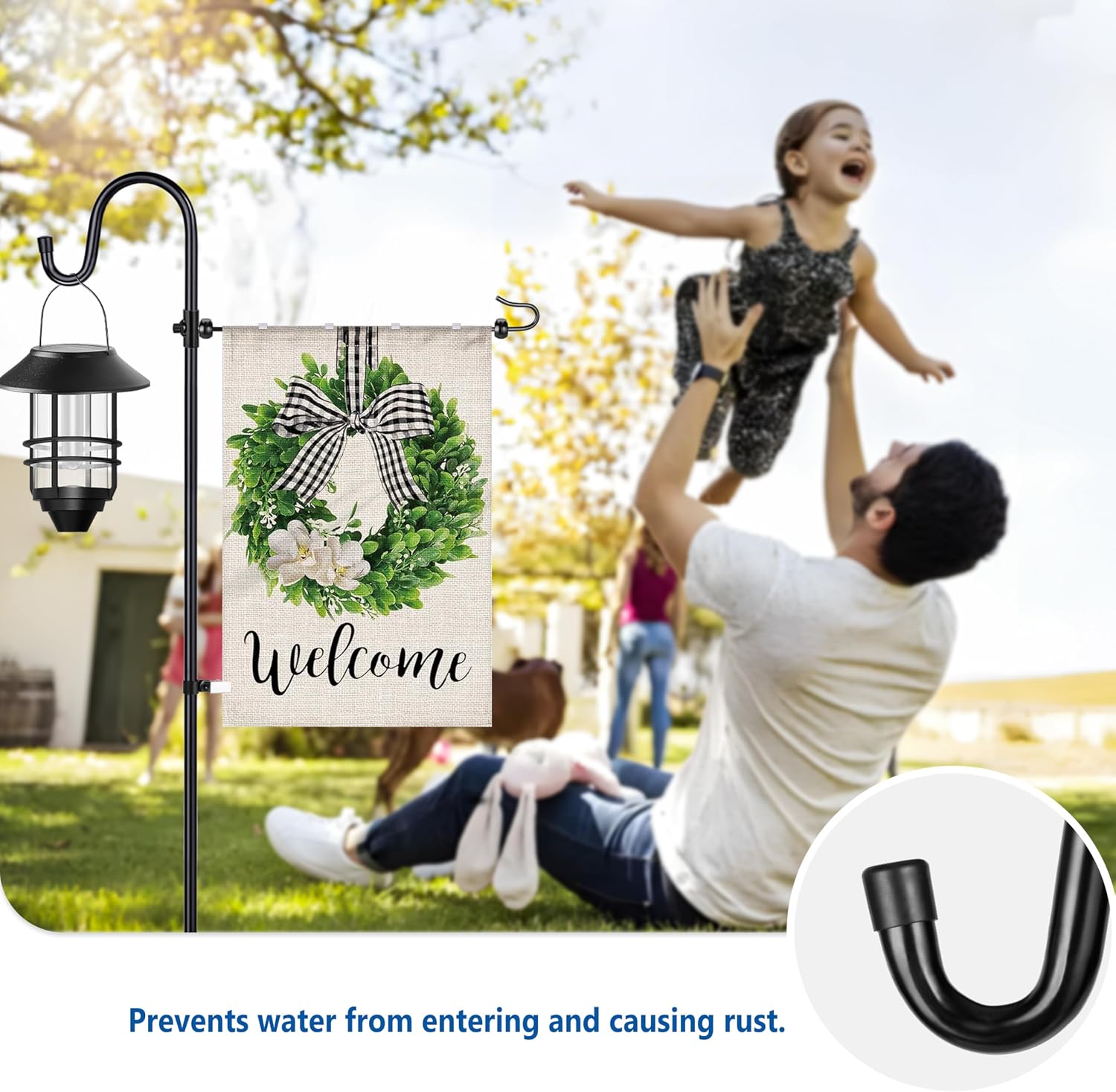 Ottsuls Garden Flag Stand, 2 Pack Heavy Duty Flag Pole Holder with Shepherd Hook for Yard Decoration, 45 INCH Sturdy