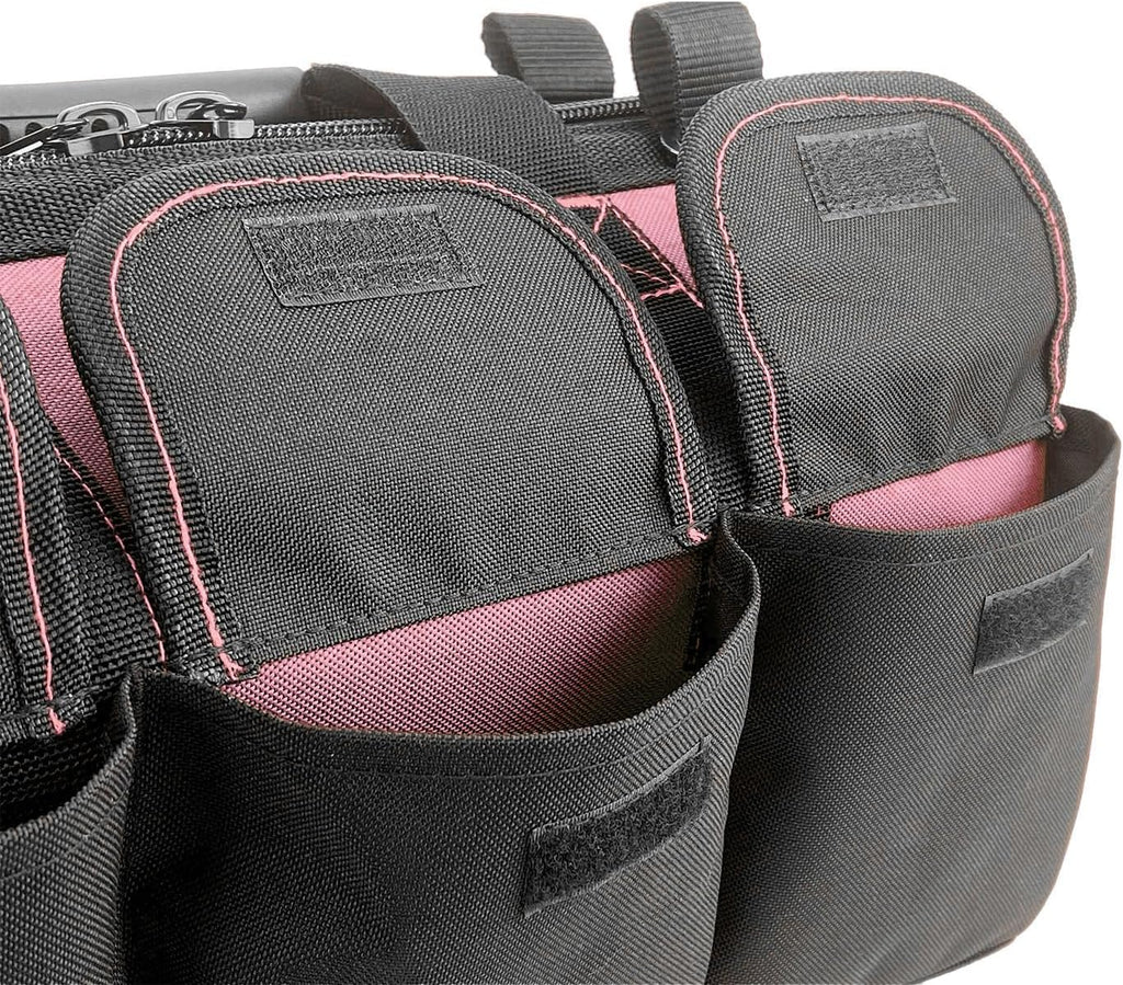 Garden Tools Bag 16inch Wide Mouth Women's Tool Bag with Molded Base and Plastic-Padded, Inside Pockets for Tool