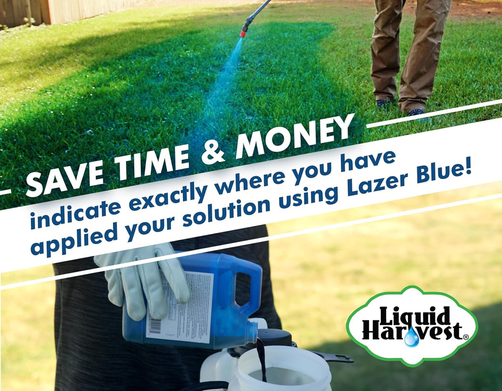 Liquid Harvest Lazer Blue - 32 Ounces - Concentrated Spray Pattern Indicator - Perfect Weed/ Fertilizer Marking Dye