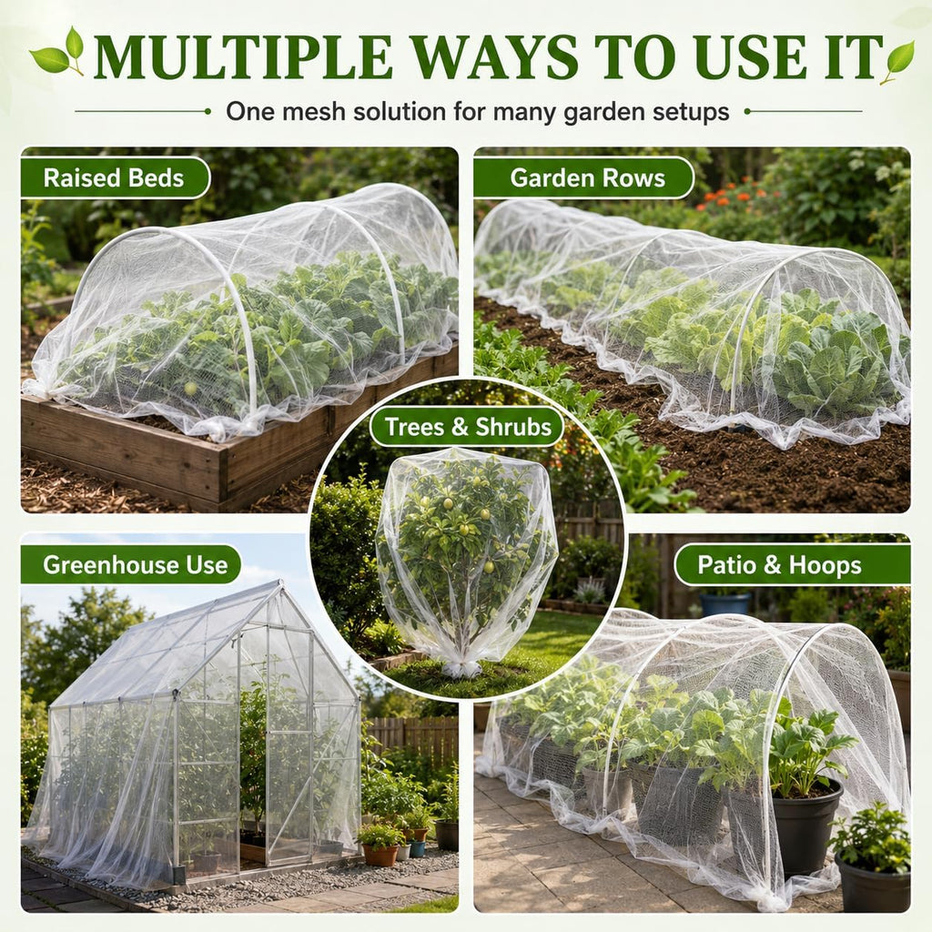 10 ft x 50 ft Garden Mesh Netting,Ultra Fine Plant netting for garden protection, garden netting for raised beds