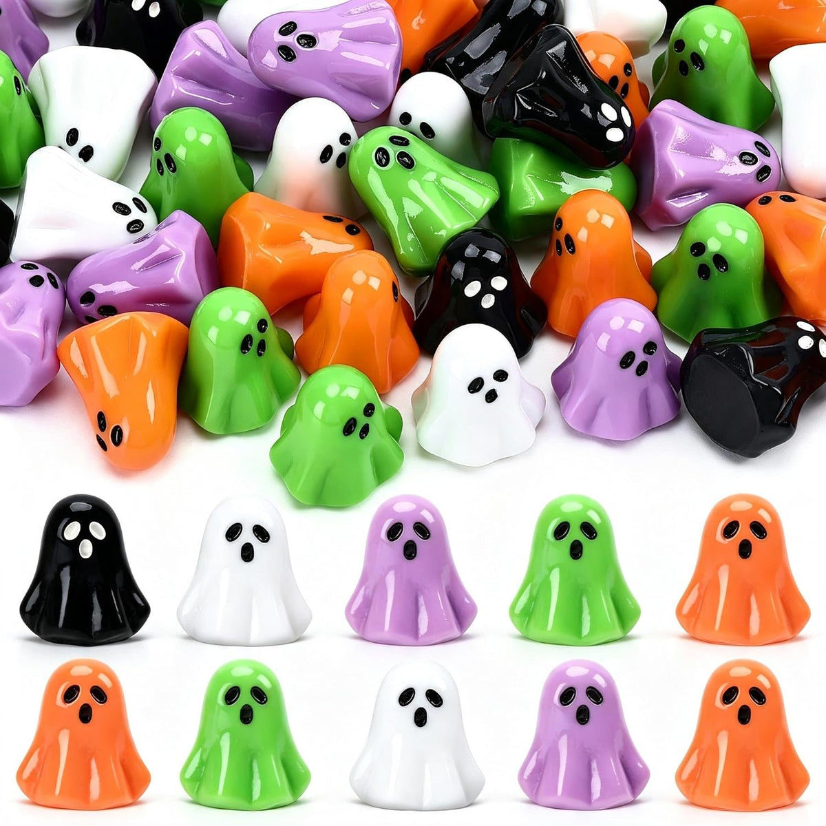 60Pcs Halloween Mini Resin Ghosts Figurines Little Ghost Bulk