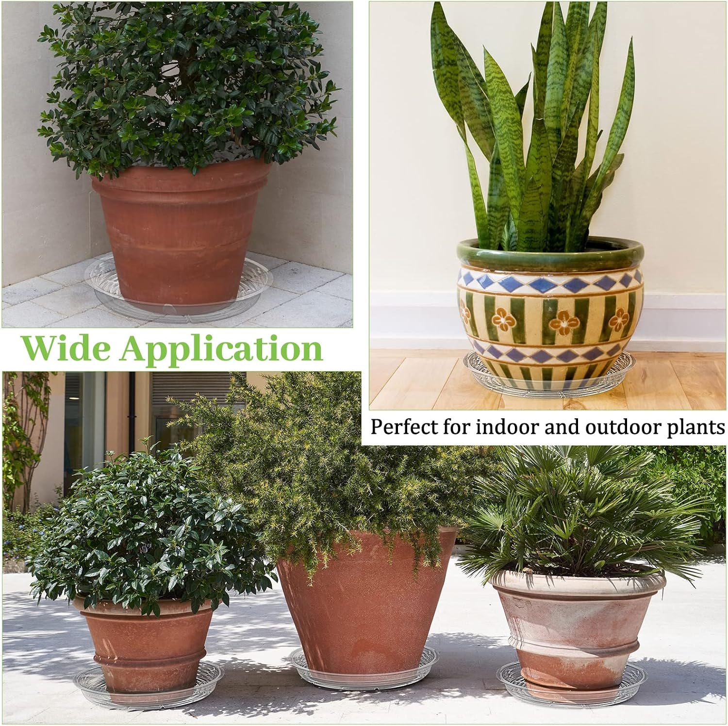 Shellwei 18 Pack 18 Inch Plastic Plant Saucers Extra Large Clear Flower Pot Drip Trays Plants Drip Tray Plant Drainage