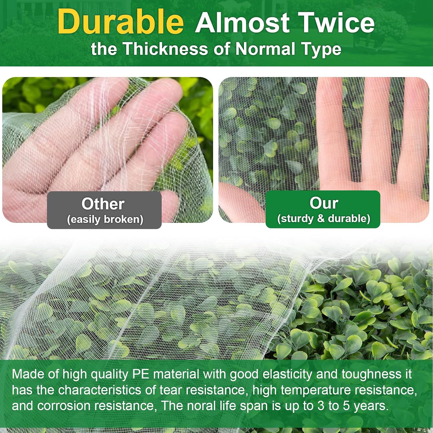 NONMON Garden Netting, 2 Pack 10x33FT Ultra Fine Mesh Insect Netting | Pest Barrier Protection Plant Row Cover Mosquito