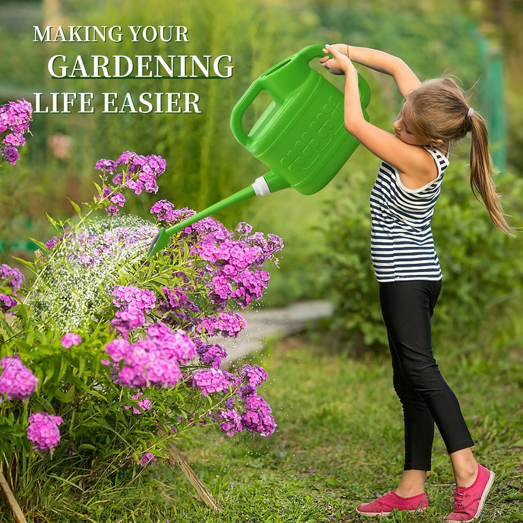2 Gallon Watering Can, Large Garden Watering Can for Outdoor Plants | Removable Long Spout, Detachable Stainless Steel