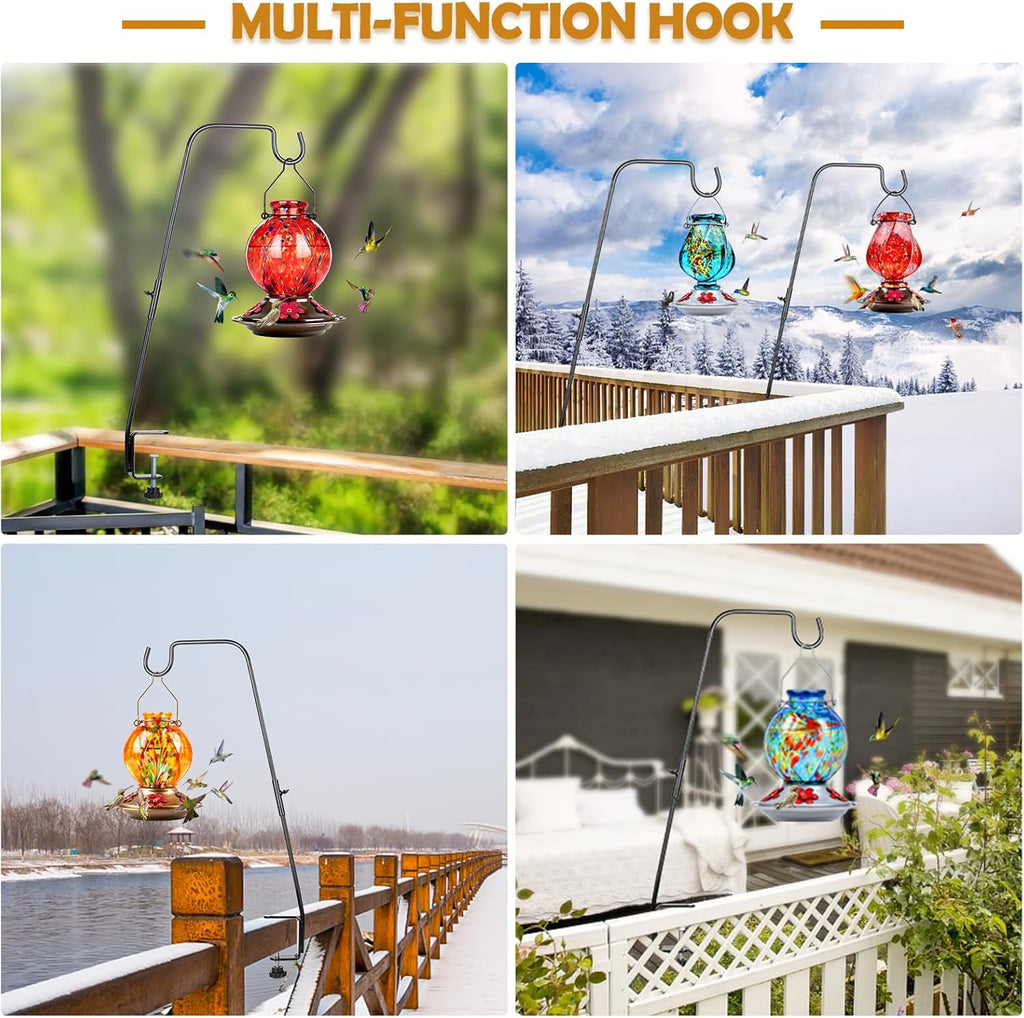 Deck Hook, 28 Inch Bird Feeder Hanger for Hummingbird Feeders, Black | Heavy Duty, Weather-Proof Metal Hanger for