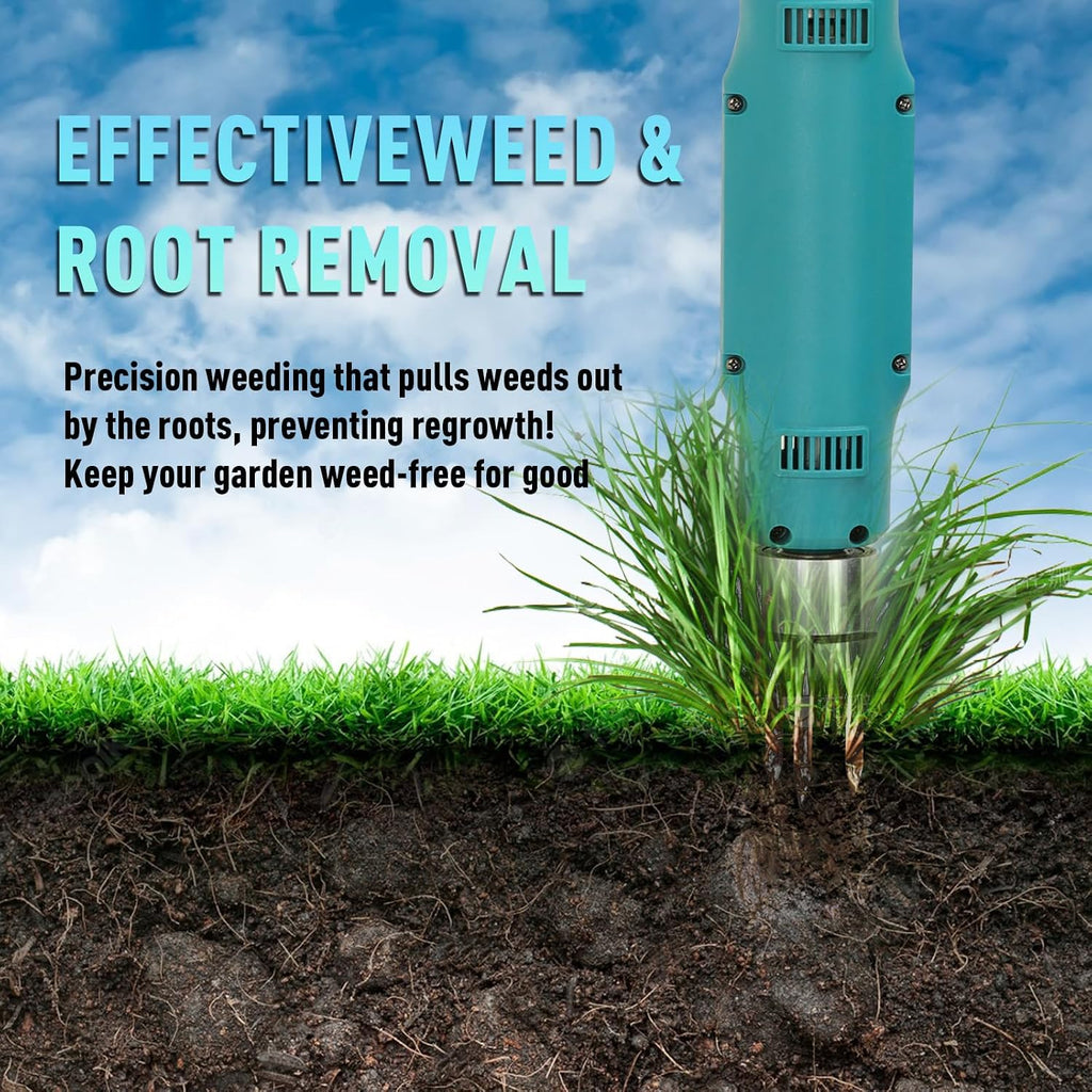 21V Electric Weed Puller Tool, Stand Up Heavy Duty Weed Puller w/3000mAh Battery*2, Root Weeder for Lawn/Yard
