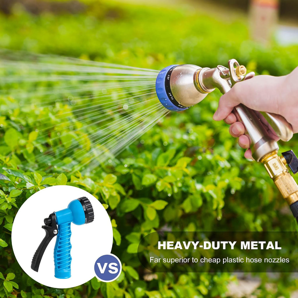 HOSUN Heavy Duty Garden Hose Nozzle, 100% Metal Adjustable Water Sprayer | 7 Spray Patterns, Rear Trigger with Lock