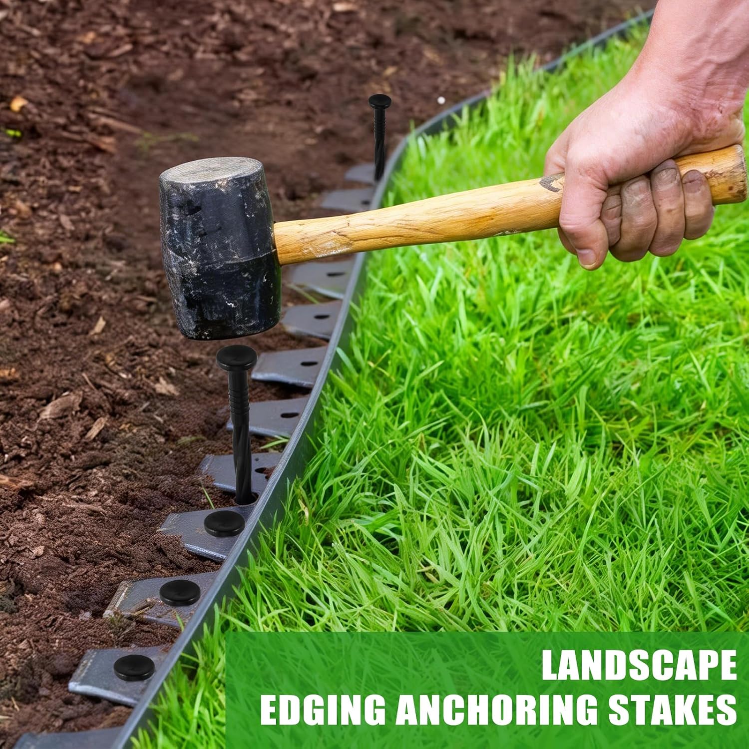 220-Pack 8-Inch Heavy Duty Plastic Landscape Edging Spikes – Spiral Anchoring Nails for Paver Edging, Weed Barrier