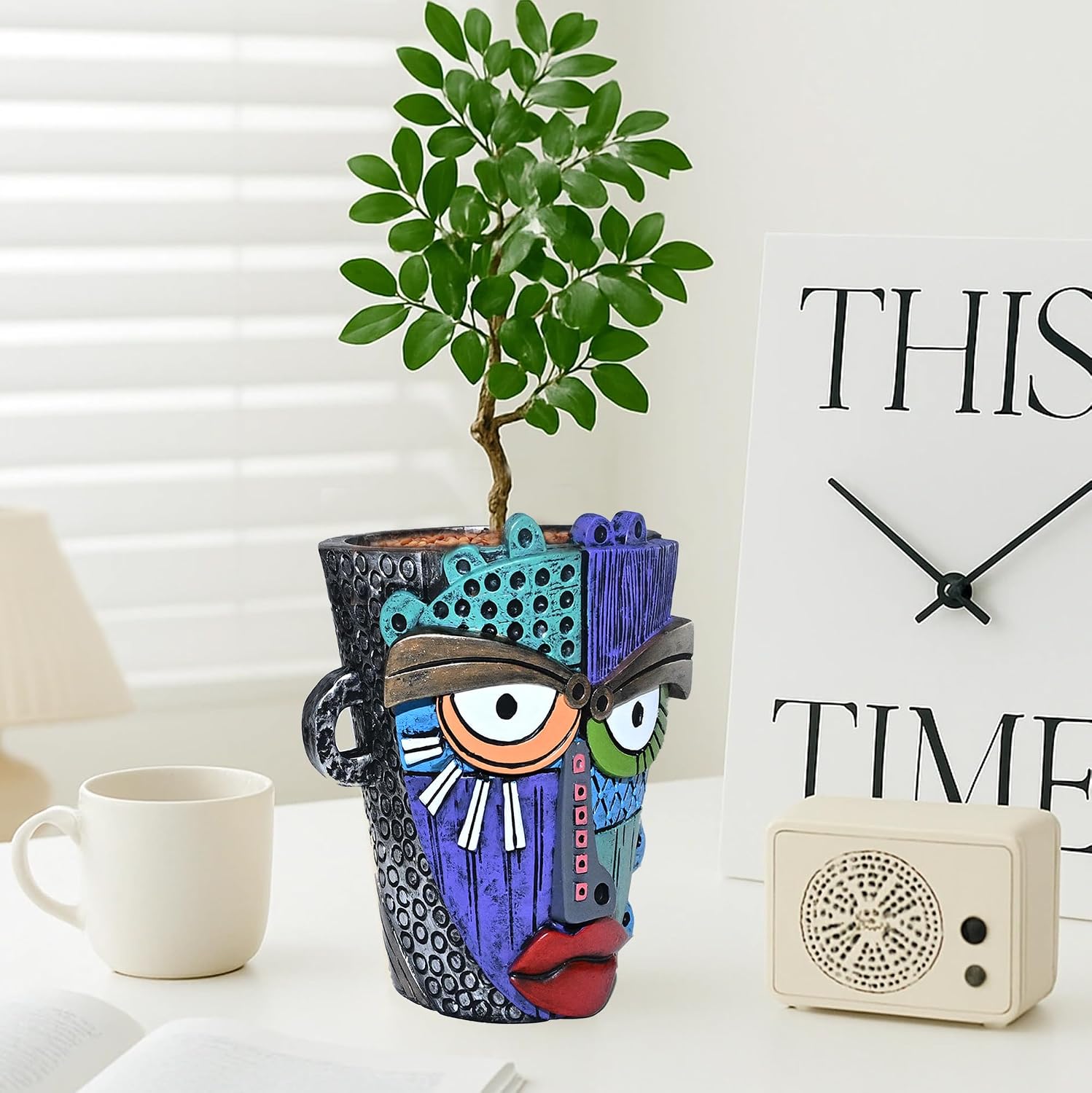 Midogaigai Abstract Face Planter Pots for Indoor Plants & Flowers Deco Gift | Funny Planter,Colorful Resin Flower Pots
