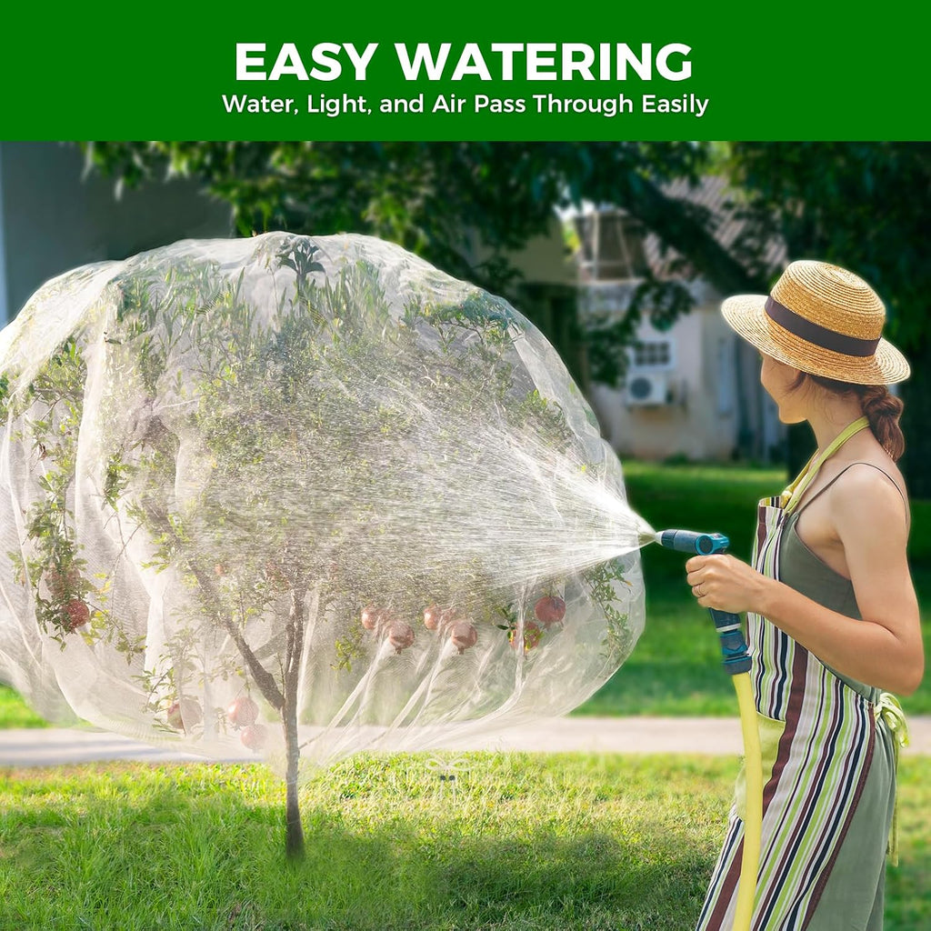 6.4'x6.4' Fruit Tree Netting with 2-Way Zipper & Drawstring (2 Pack) | Garden Plant Net Pest Barrier to Prevent Cicadas