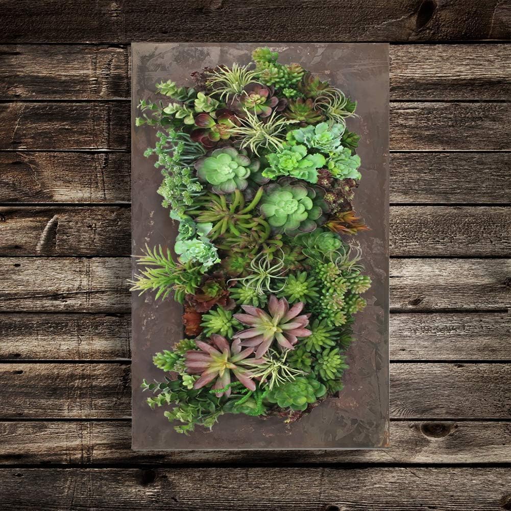 Modern Home Living Wall Galvanized Steel/Zinc Succulent Planter, Wall Mounted Garden Pocket Planter (18 Pocket, Rust