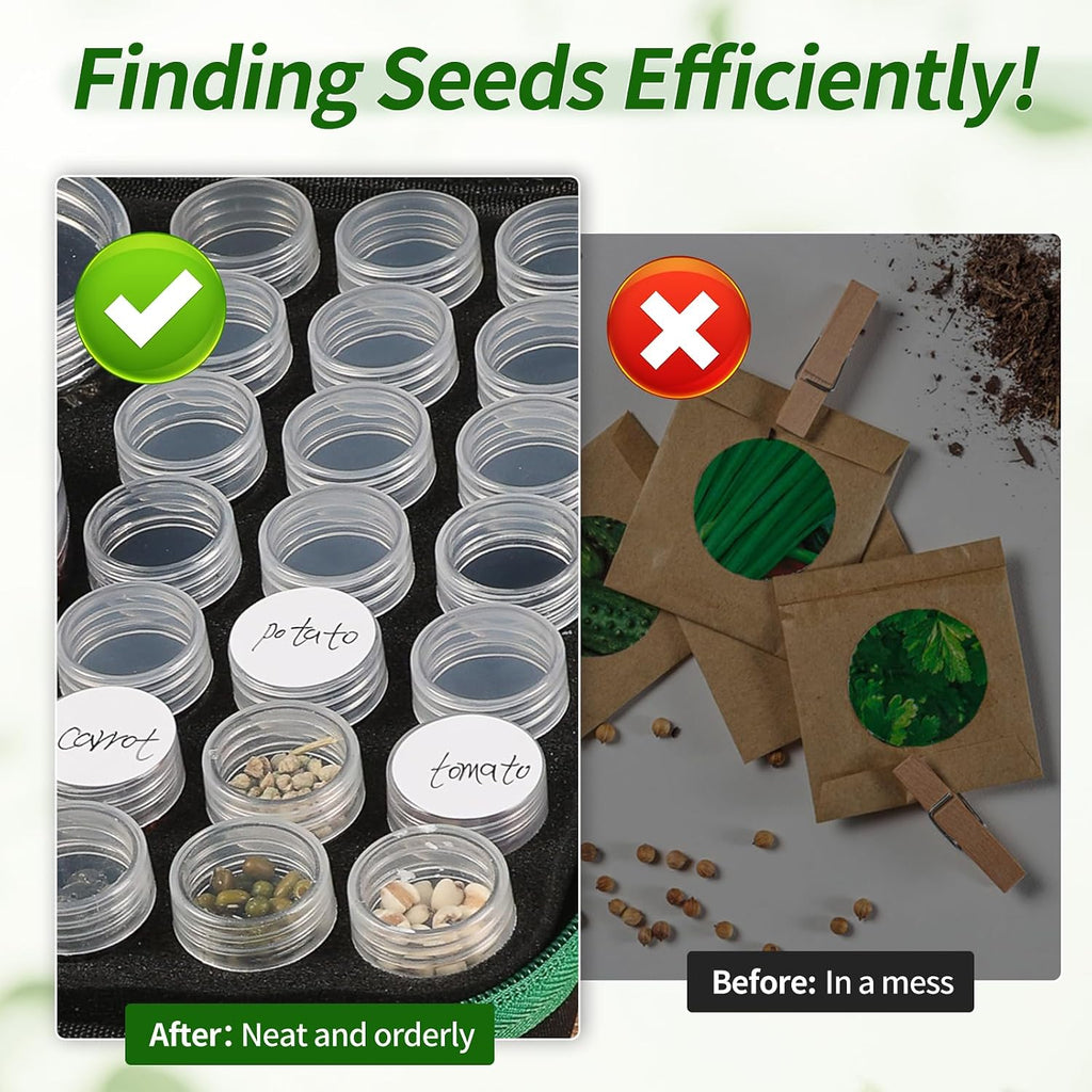 Seed Storage Box, Portable Seed Saving Box, Sturdy Seed Organizer Kit Seed Envelopes Funnel Label, Seed Container for