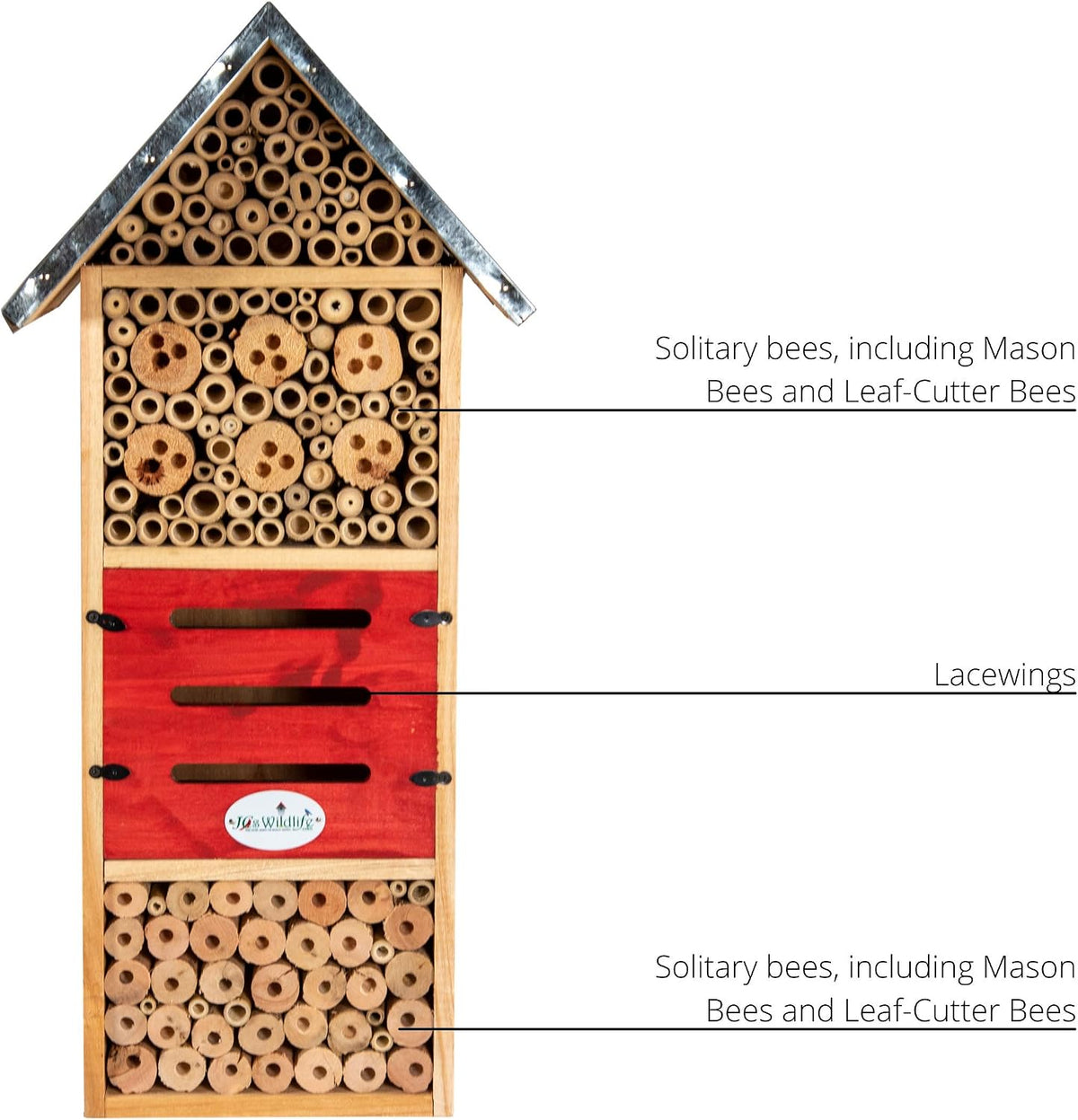 Tall Insect Hotel - Great for housing Mason Bees, Leaf-Cutter Bees and Lacewings, Extra Large Bee House 21.75" X 7.25"