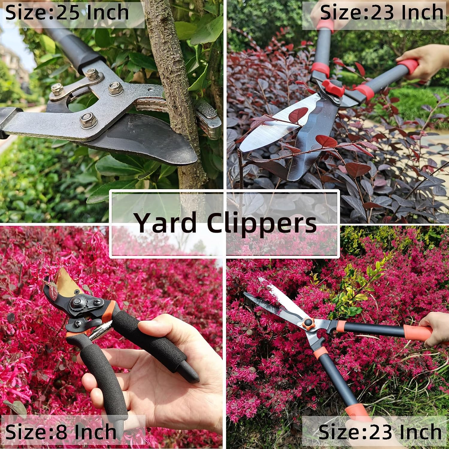 YRTSH Loppers, Hedge Shears & Pruners Combo Set, 3-Piece Hedge Clippers | Heavy Duty Tree & Shrub Care Kit for Yard