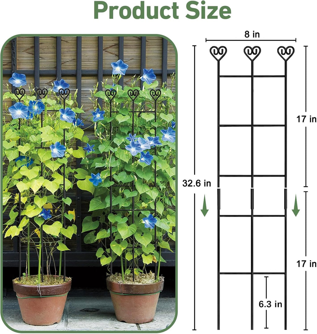 32in Large Indoor Plant Trellis for Climbing Plants, Expandable Metal Garden Trellis for Potted Plants, Tall Plant