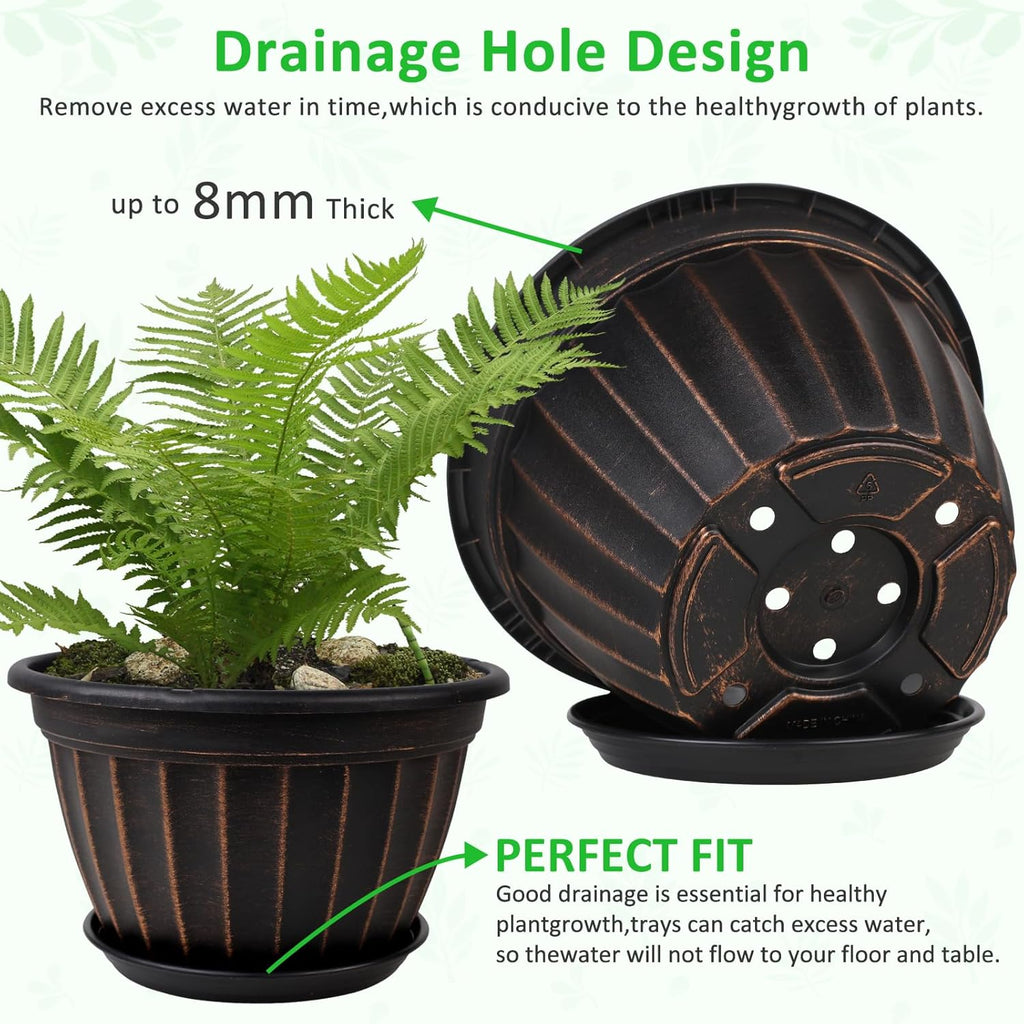 10 Inch Plant Pots,4 Pack Flower Pot,Planters Pot with Drainage Hole | Modern Planters for Outdoor Plants with