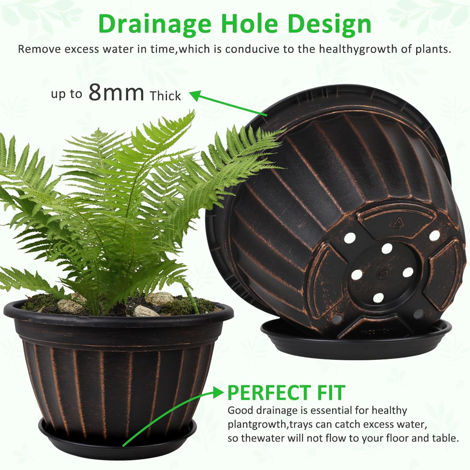 10 Inch Plant Pots,4 Pack Flower Pot,Planters Pot with Drainage Hole | Modern Planters for Outdoor Plants with