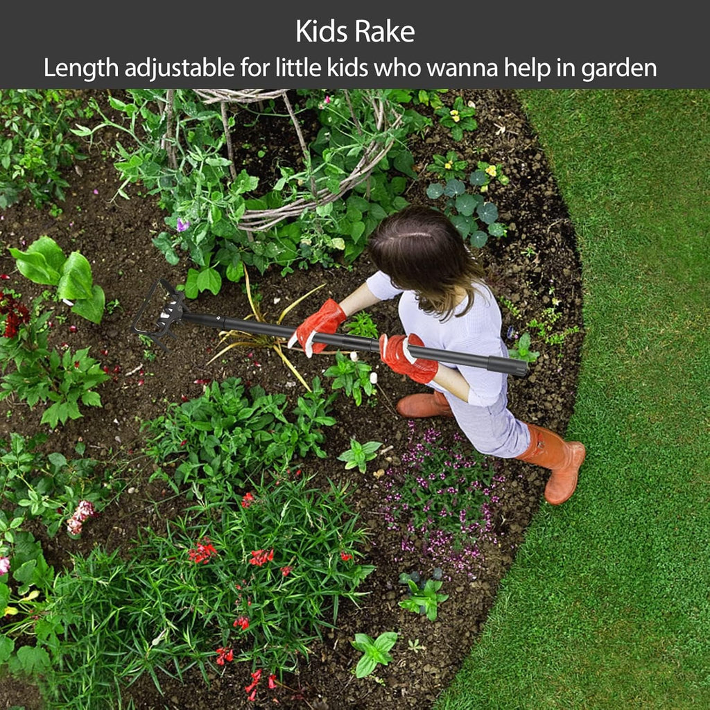 Stirrup Hoe Garden Tool & Cultivator Rake, 2-in-1 Heavy Duty Metal Hand Scuffle Garden Hoe for Weeding Vegetable Beds