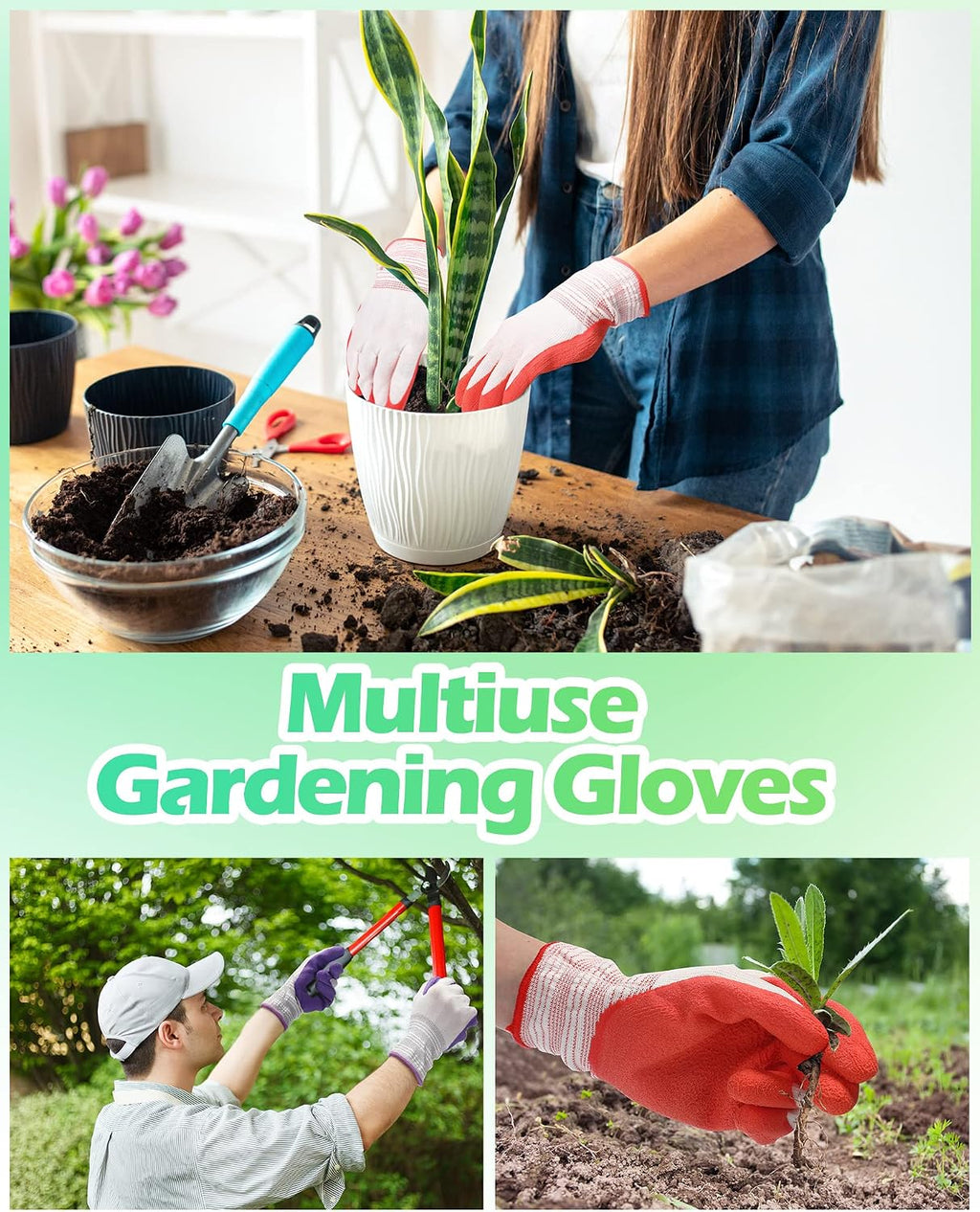 Irenare 24 Pairs Gardening Gloves Bulk for Women Ladies Breathable Rubber Coated Garden Glove for Yard Outdoor Work