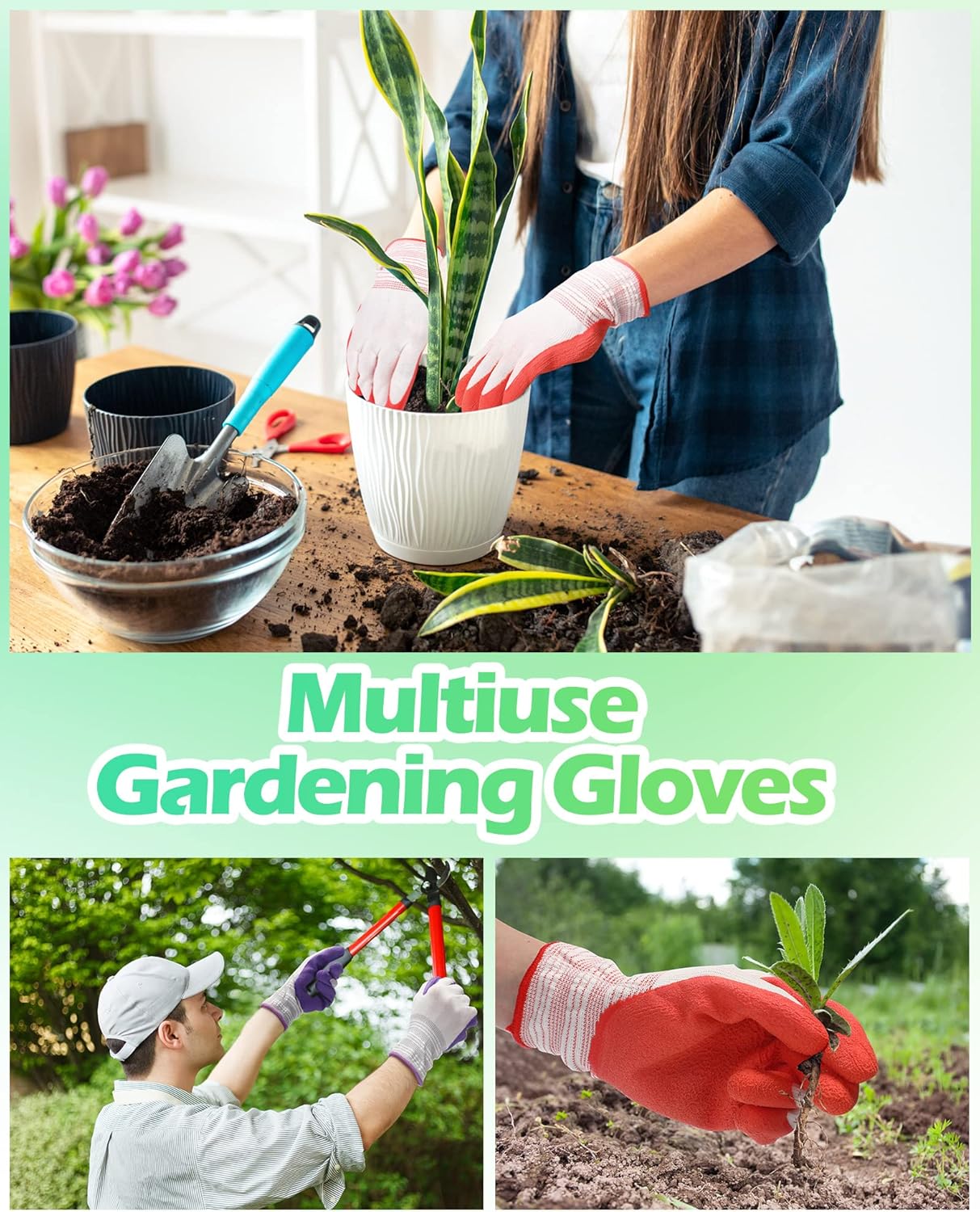 Irenare 40 Pairs Gardening Gloves Bulk for Women Ladies Breathable Rubber Coated Garden Glove for Yard Outdoor Work