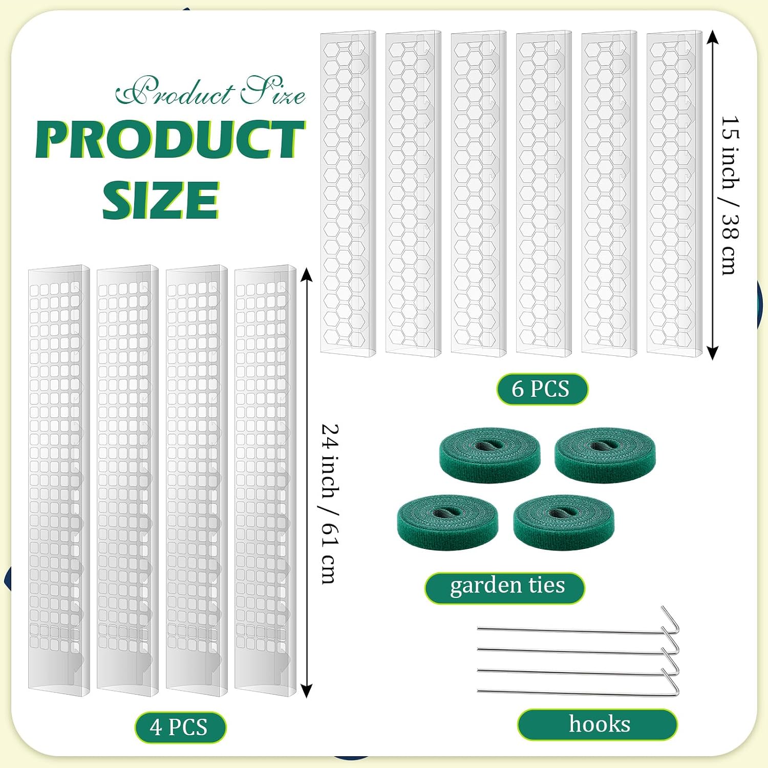 10 Pieces Plastic Moss Pole for Monstera Including 4 Pcs 24 Inch Clear Plant Poles for Indoor Climbing and 6 Pcs 15