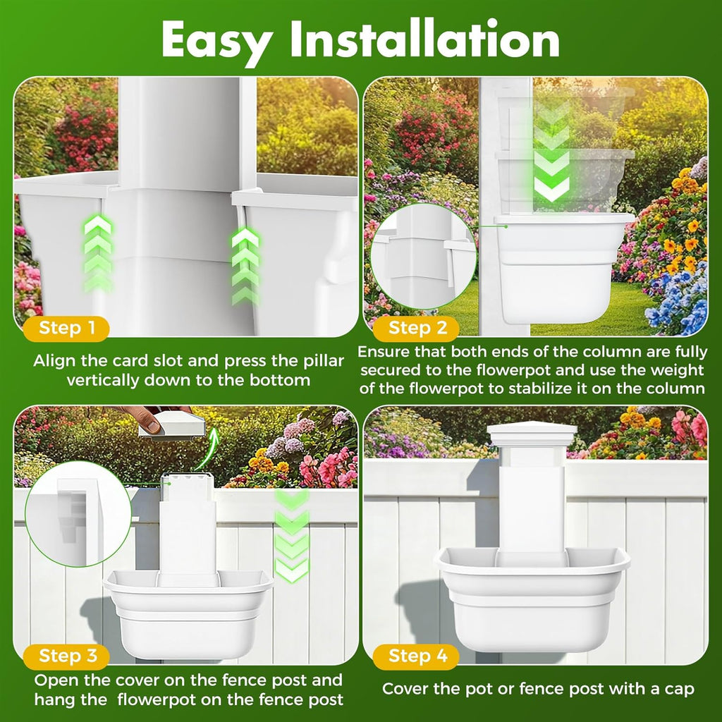 Hanging Planters for Outdoor Plants - Fence Hanging Planters for PVC Fence, Plant Hangers Hanging Plant Flower Pots