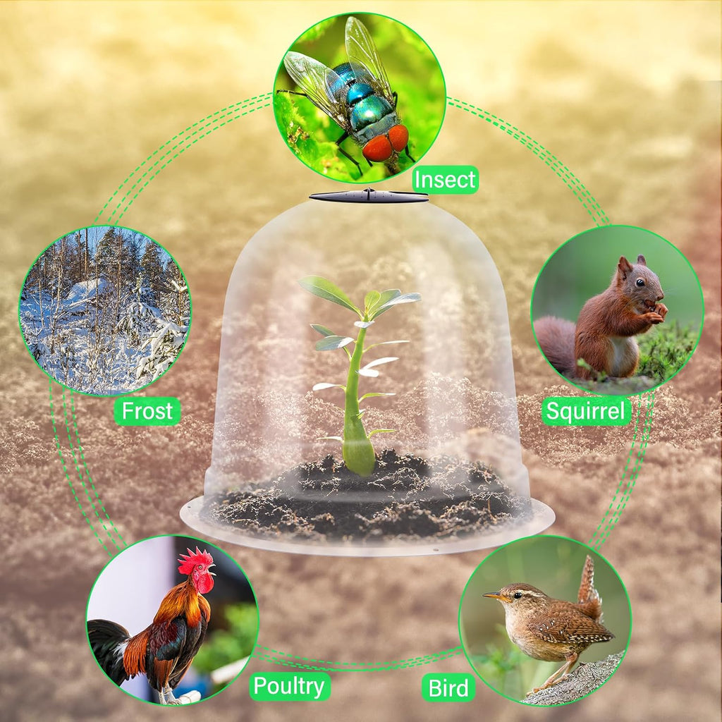 Zopeal 20 Pcs Large Garden Cloche Humidity Plant Dome 10.24" Dia x 8.27" H Reusable Thick Garden Plant Protector Covers