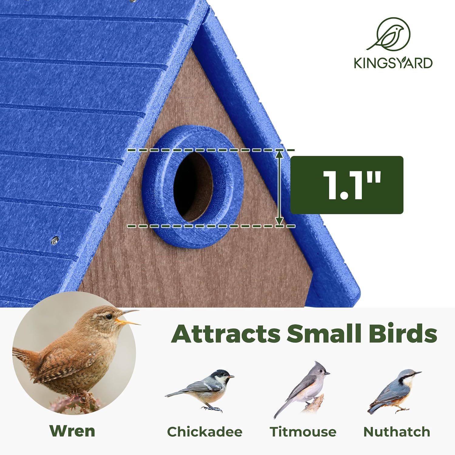 Kingsyard Recycled Plastic Bird House for Outdoors - Hanging Nesting Box with Predator Guard & Air Vents for Wren Finch